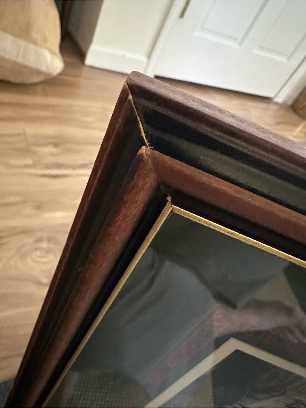 Framed vintage Equestrian Hunt Scene 9x17 minor flaws frame as shown horse dog - Picture 4 of 9